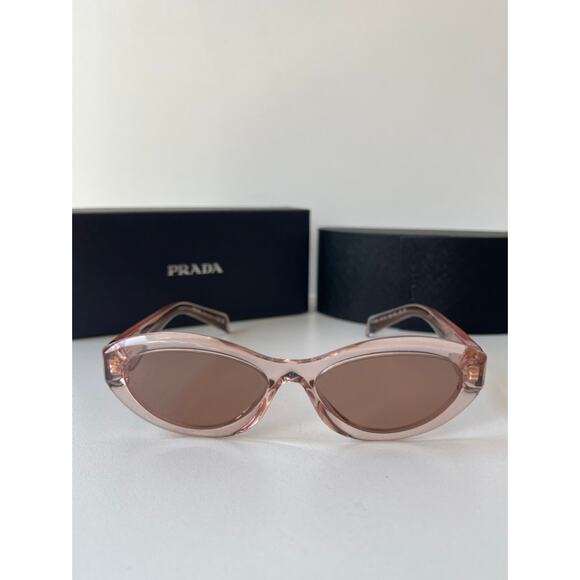 NEW Prada PR26ZS Transparent Peach Logo Cat Eye Sunglasses - Picture 7 of 8
